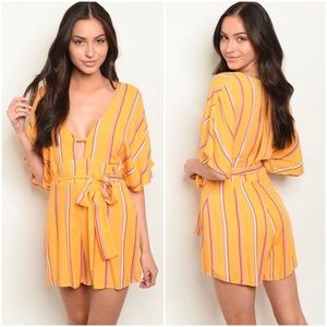 NWT Lelis Yellow Striped Romper